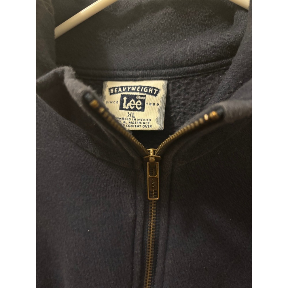Lee Heavyweight XL Navy Blue Quarter Zip Sweatshirt Fleece XFX Logo Pullover - Picture 4 of 4
